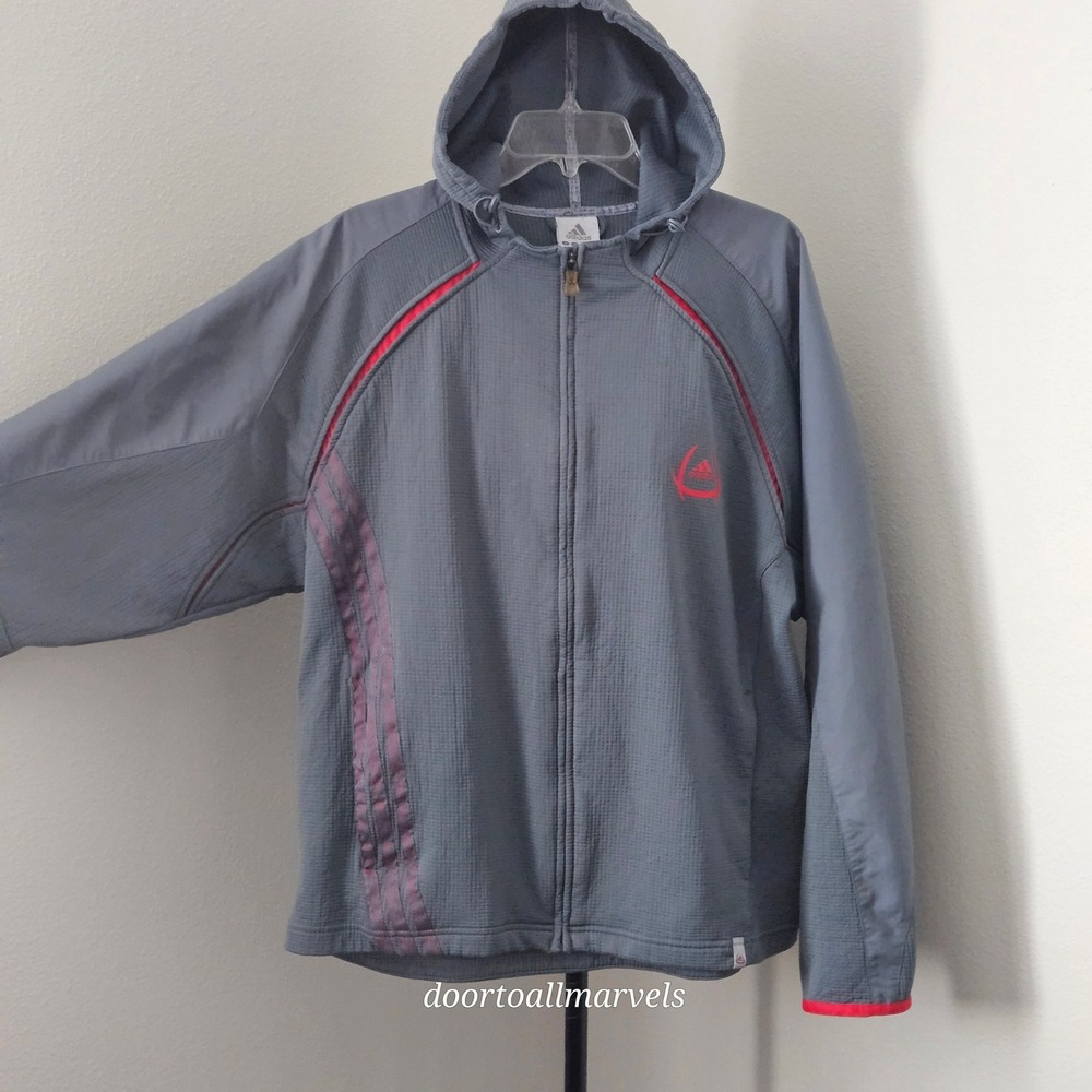Vintage 2005 Adidas Predator Soccer Waffle Grid Knit Zip Hoodie Jacket Grey sz L